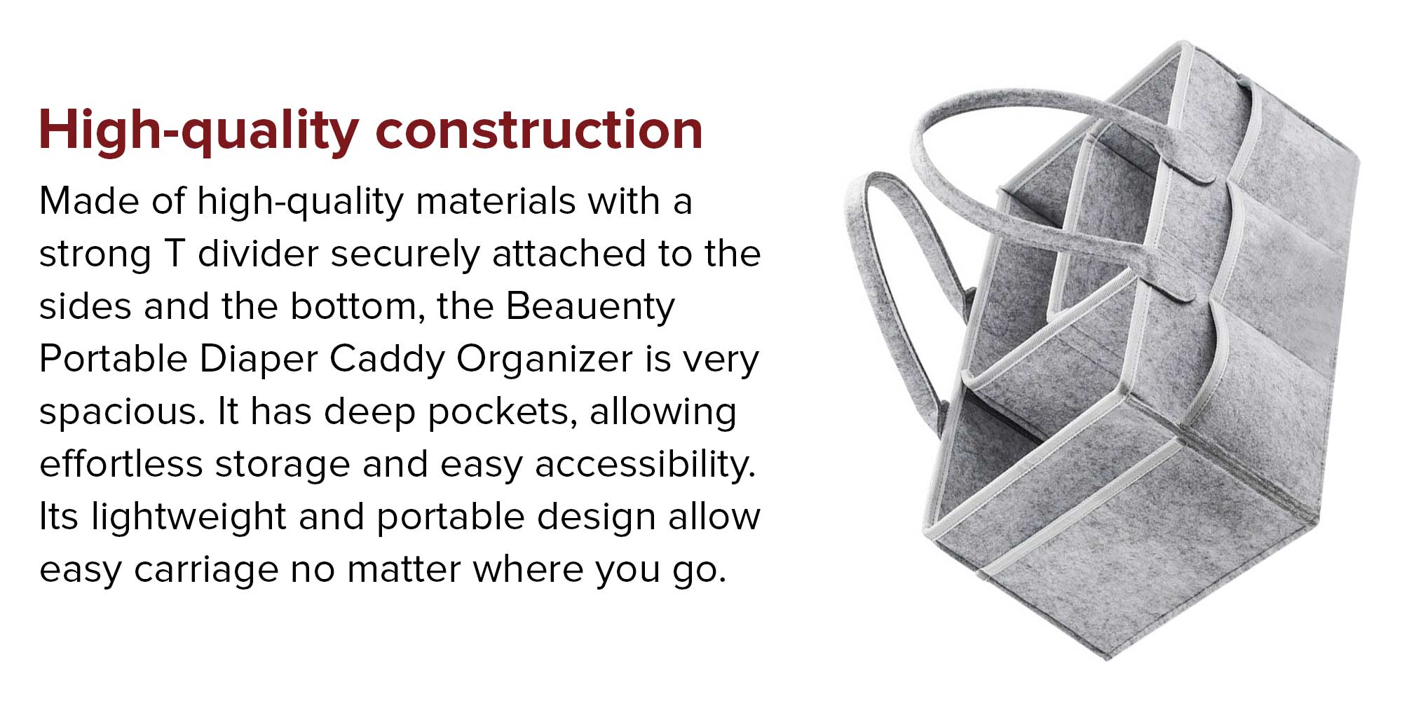 Foldable, Portable Printed Baby Diaper Caddy Storage Organizers - Grey