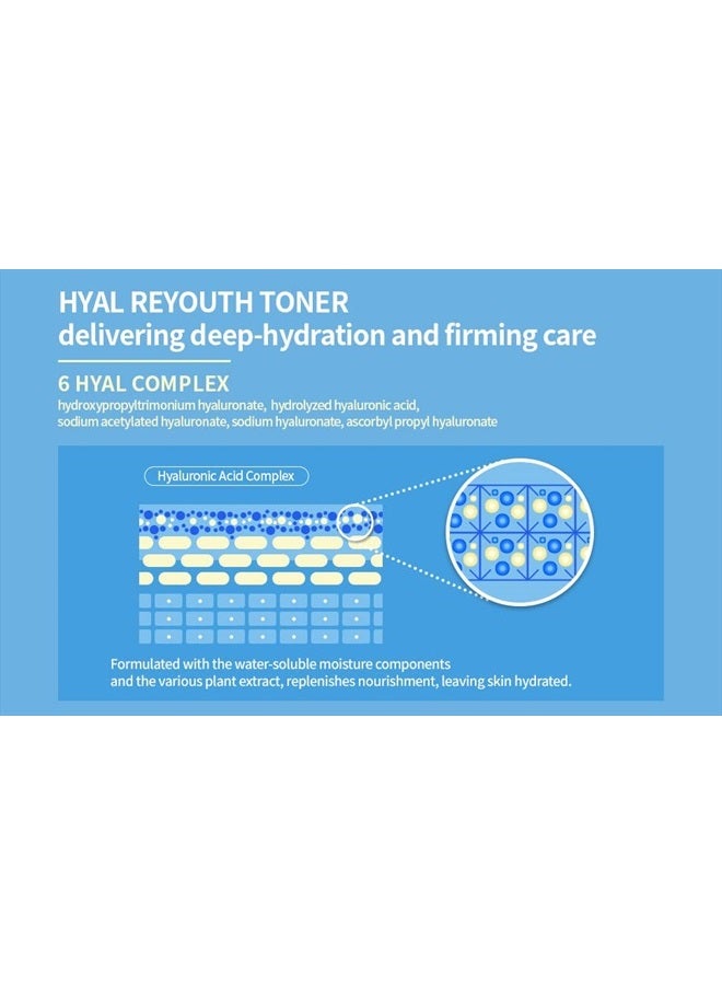 Hyal Reyouth Toner | Fast Absorbing Hydration with Hyaluronic Acid and Panthenol | Revitalizing Radiant Moisturizing Skincare for Dry and Combination Skin | Firming, Lifting, Enriching