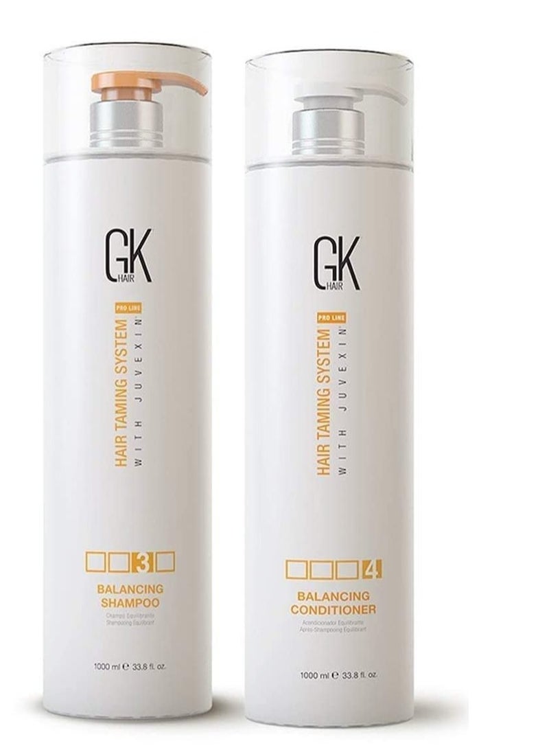 GK HAIR Global Balancing Shampoo & Conditioner Sets 1000ml with Hair Serum Argan Oil 50ml