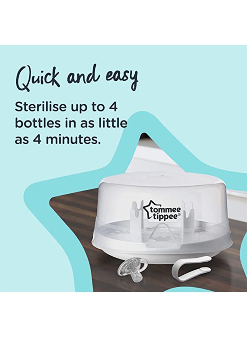 Microwave Steam SteriliserFor Baby Bottles And Accessories, Kills Viruses And 99.9% Of Bacteria, 4-Minute Sterilisation Cycle