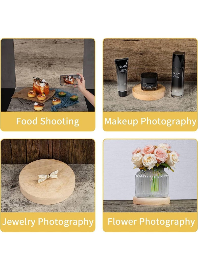 2x2ft Photo Backdrop Boards Kit 2 in 1 Flat Lay Background Board for Food Product Photography Tabletop Props Realistic Surface Cement & Wood Texture -2Pack 4Graph 1