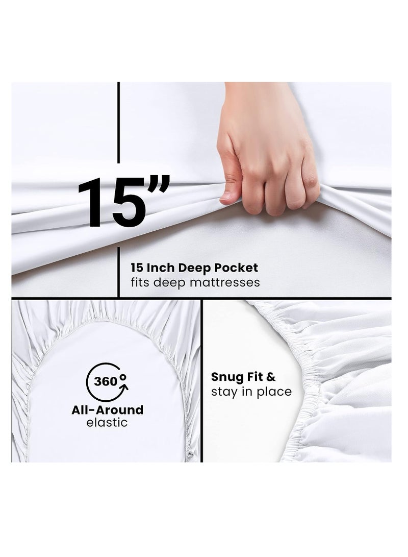 Utopia Bedding Queen Fitted Sheet - Bottom Sheet - Deep Pocket - Soft Microfiber - Shrinkage and Fade Resistant - Easy Care -1 Fitted Sheet Only (White)