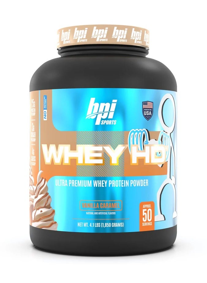 BPI Sports Whey HD 4.1 lbs Vanilla Caramel Flavor 50 Serving