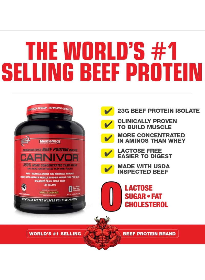 Carnivor Beef Protein Isolate 3.9 lbs Vanilla Caramel Flavor 56 Serving