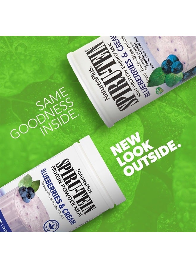 SPIRU-TEIN, Blueberries & Cream - 1.12 lb - Plant-Based Protein Powder - Vitamins & Minerals for Energy - Vegetarian, Gluten Free - 15 Servings