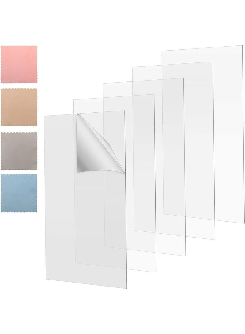 5 Pcs Transparent Clear Acrylic Sheet 8 x 10 Inch 0.03 Inch Acrylic Plaque Thick Plastic Acrylic Board with Protective Paper with 4 Glasses Cloth for Picture Frame Glass Replacement DIY Painting Sign