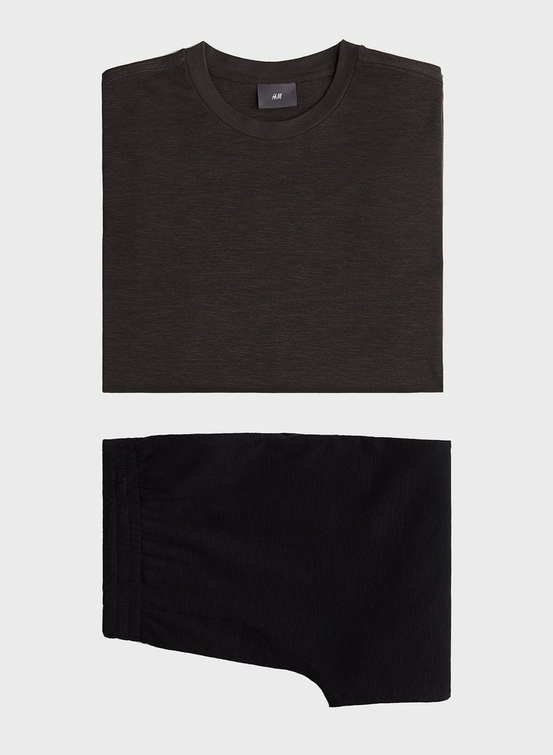 Crew Neck T-Shirt & Pyjama Shorts Set