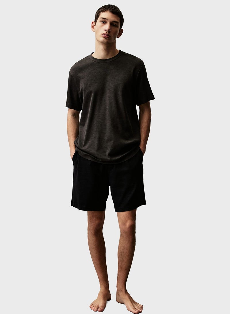 Crew Neck T-Shirt & Pyjama Shorts Set