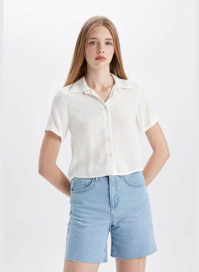 Regular Fit Shirt Collar Short Sleeve Shirt