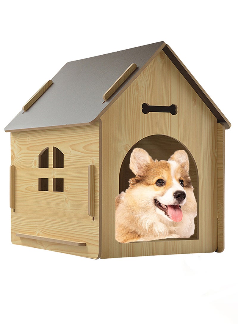 All Season Wooden Dog Crate Dog House Pet Pen Pet Wooden House Dog House Dog Crate Dog Mattresses Suitable for Cat, Dog, Rabbits Wooden Pet House with Roof for Dogs Indoor