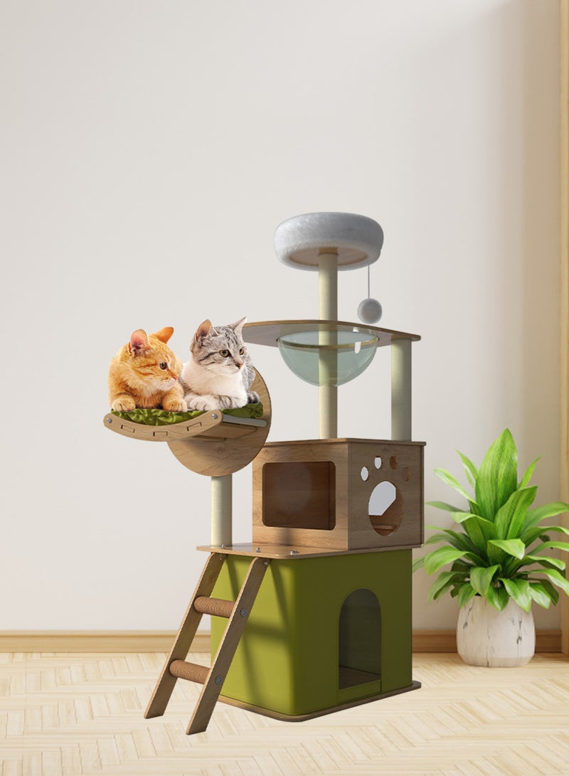 Large Cat Climbing Frame Multi-Level Cat Tower Cat Tree Cat Nest Pet Condo Cat Apartment Cat Jumping Platform Cat Scratching Board Sisal Cat Scratching Post Cat Toys 40x55x150 Cm Green