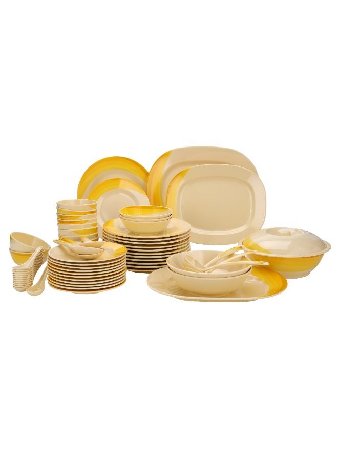 64-Piece Melamine Dinner Set With 1X30Cm Oval Plate,2X36Cm Oval Plates,12X25Cm Dinner Plates,12X20Cm Dessert Plates,2X23Cm Bowls With Lid,3X15Cm Bowls,12X11Cm Soup Bowls,3X22Cm Rice Spoons,3X20Cm Spoons,12X14Cm Spoons,Serves 12,Multicolor Multicolour 11.6kg