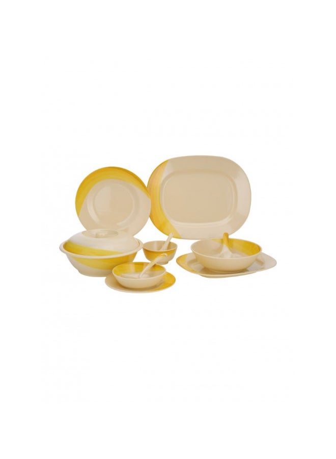 64-Piece Melamine Dinner Set With 1X30Cm Oval Plate,2X36Cm Oval Plates,12X25Cm Dinner Plates,12X20Cm Dessert Plates,2X23Cm Bowls With Lid,3X15Cm Bowls,12X11Cm Soup Bowls,3X22Cm Rice Spoons,3X20Cm Spoons,12X14Cm Spoons,Serves 12,Multicolor Multicolour 11.6kg