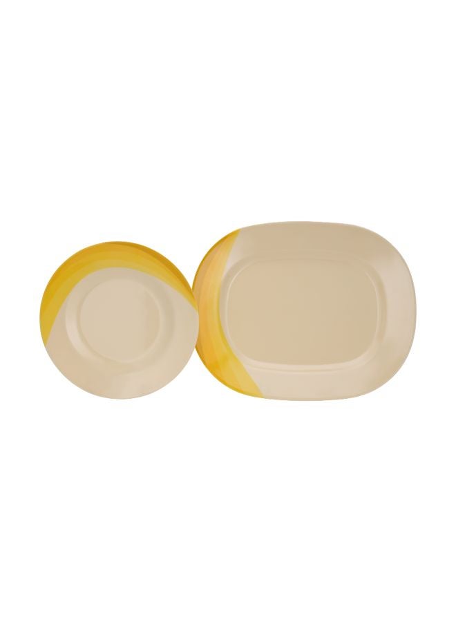 64-Piece Melamine Dinner Set With 1X30Cm Oval Plate,2X36Cm Oval Plates,12X25Cm Dinner Plates,12X20Cm Dessert Plates,2X23Cm Bowls With Lid,3X15Cm Bowls,12X11Cm Soup Bowls,3X22Cm Rice Spoons,3X20Cm Spoons,12X14Cm Spoons,Serves 12,Multicolor Multicolour 11.6kg