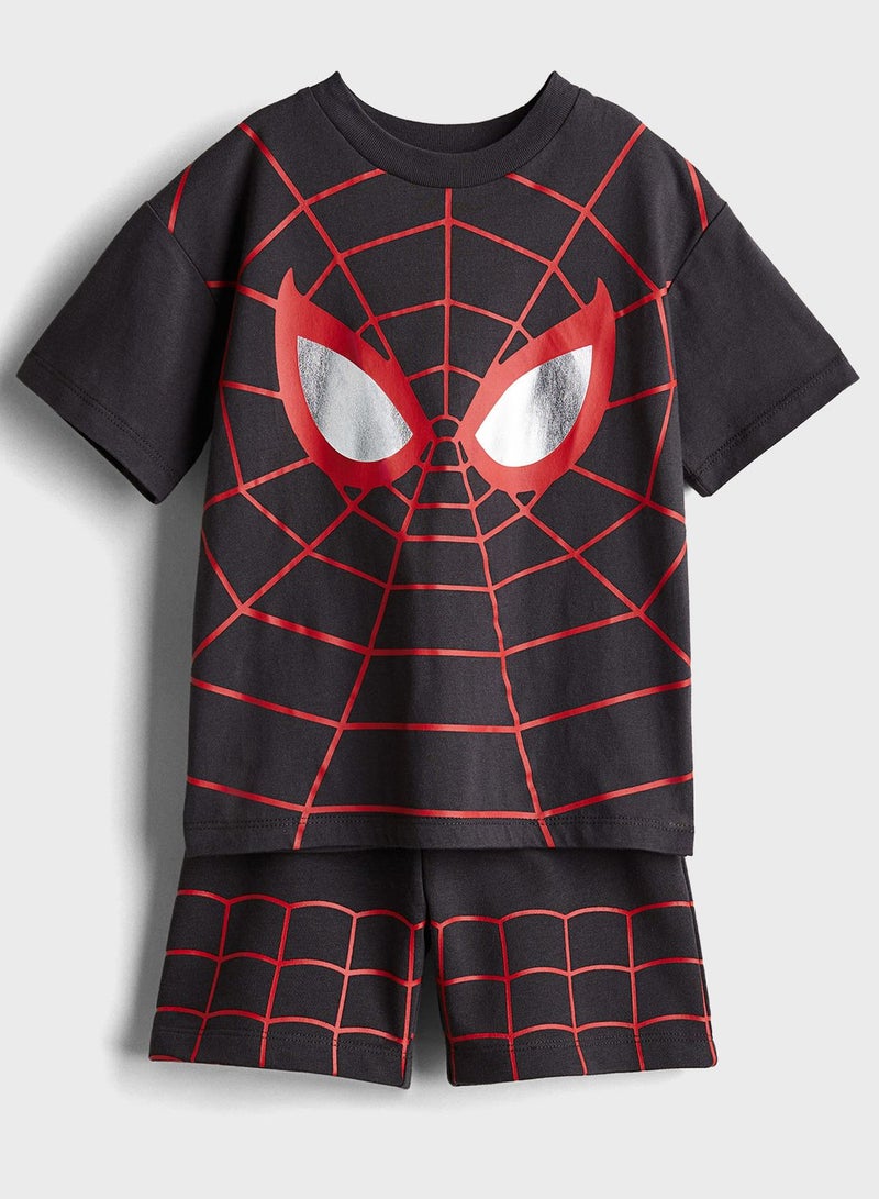 Kids Spiderman Printed Shorts & T-Shirts Set