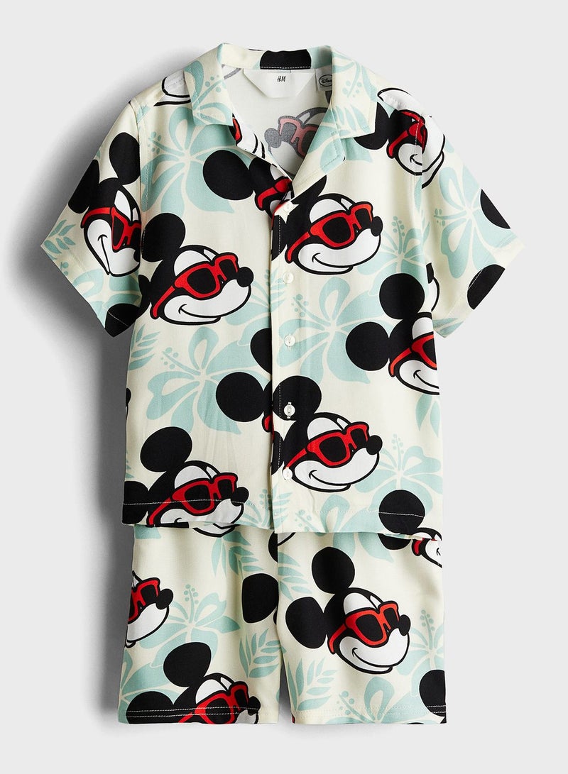 Kids Mickey Mouse Printed Shirt & Shorts Set