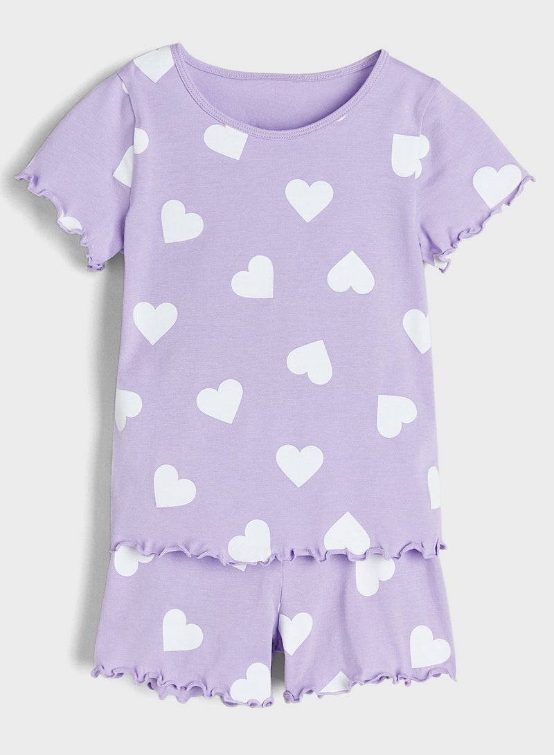 Kids Printed T-Shirt & Pyjama Shorts Set