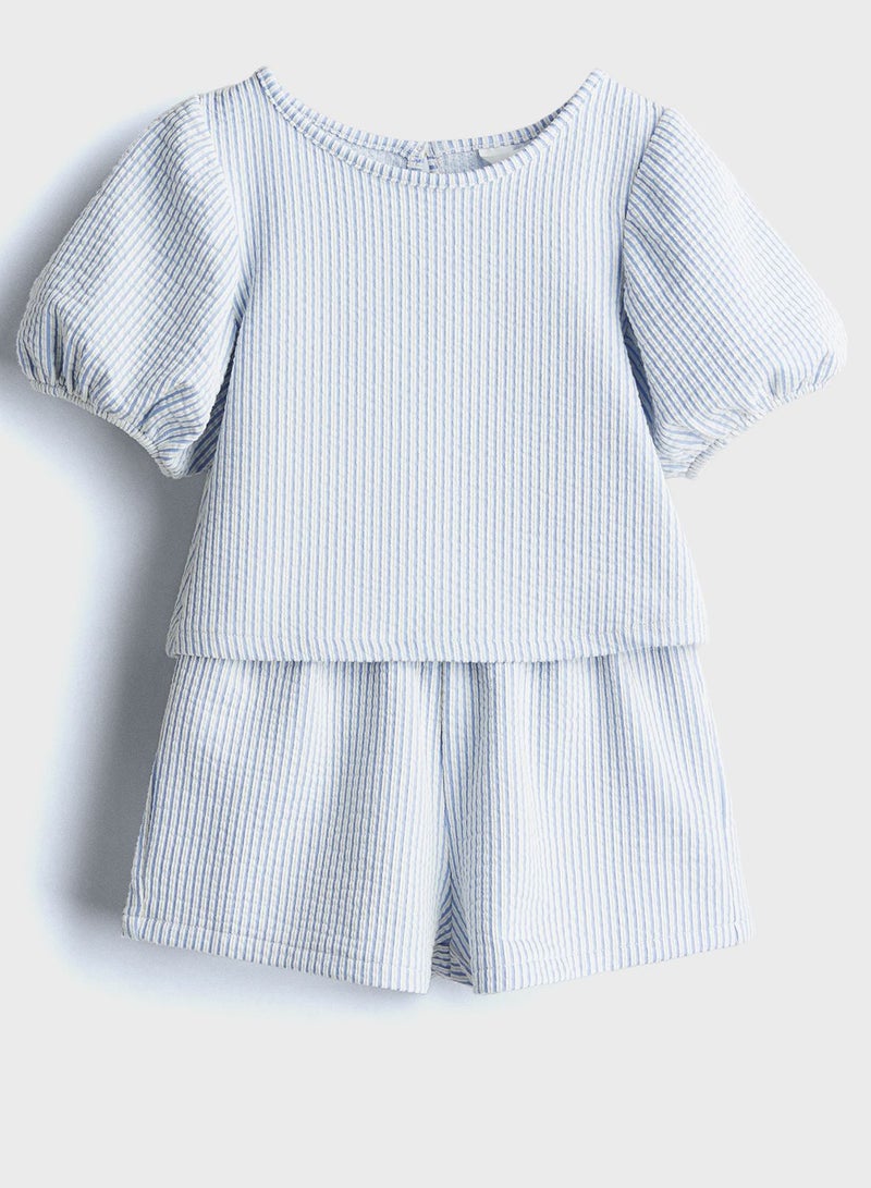 Kids Button Ruffle Top & Pants Set