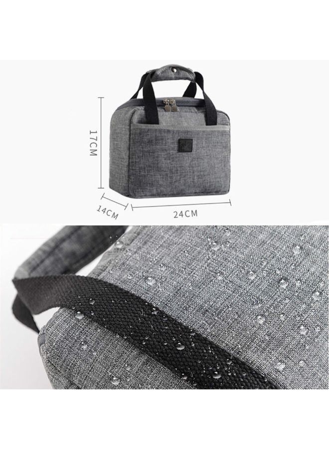 Waterproof Insulated Lunch Bag Grey 17x14x24cm