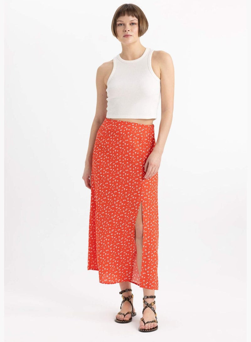 A Cut Flower Normal Waist Midi Skirt