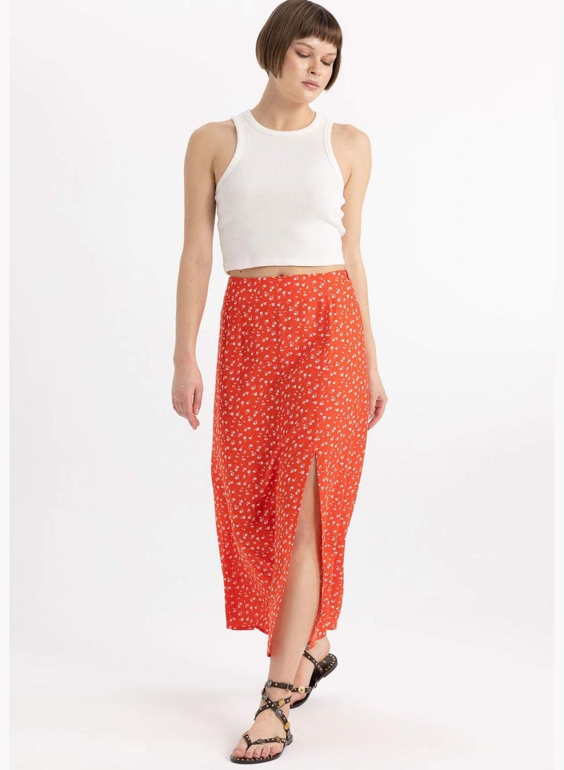 A Cut Flower Normal Waist Midi Skirt