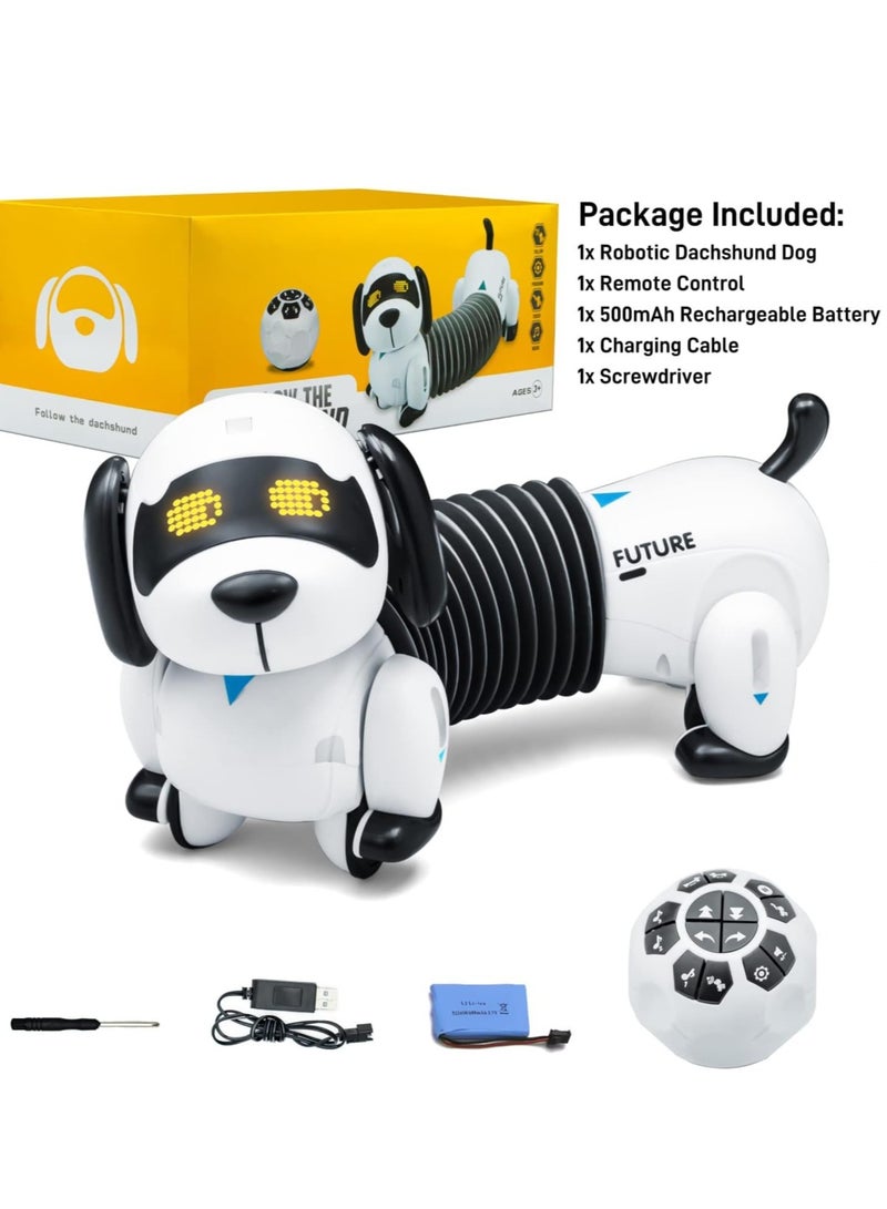 Robot Dog Remote Control Dachshund Dog Toy RC Interactive Smart Robotic Puppy Walking, Dancing, Following, Singing Programmable Electronic Pets with Sound, Gift for Boys Girls Above 3