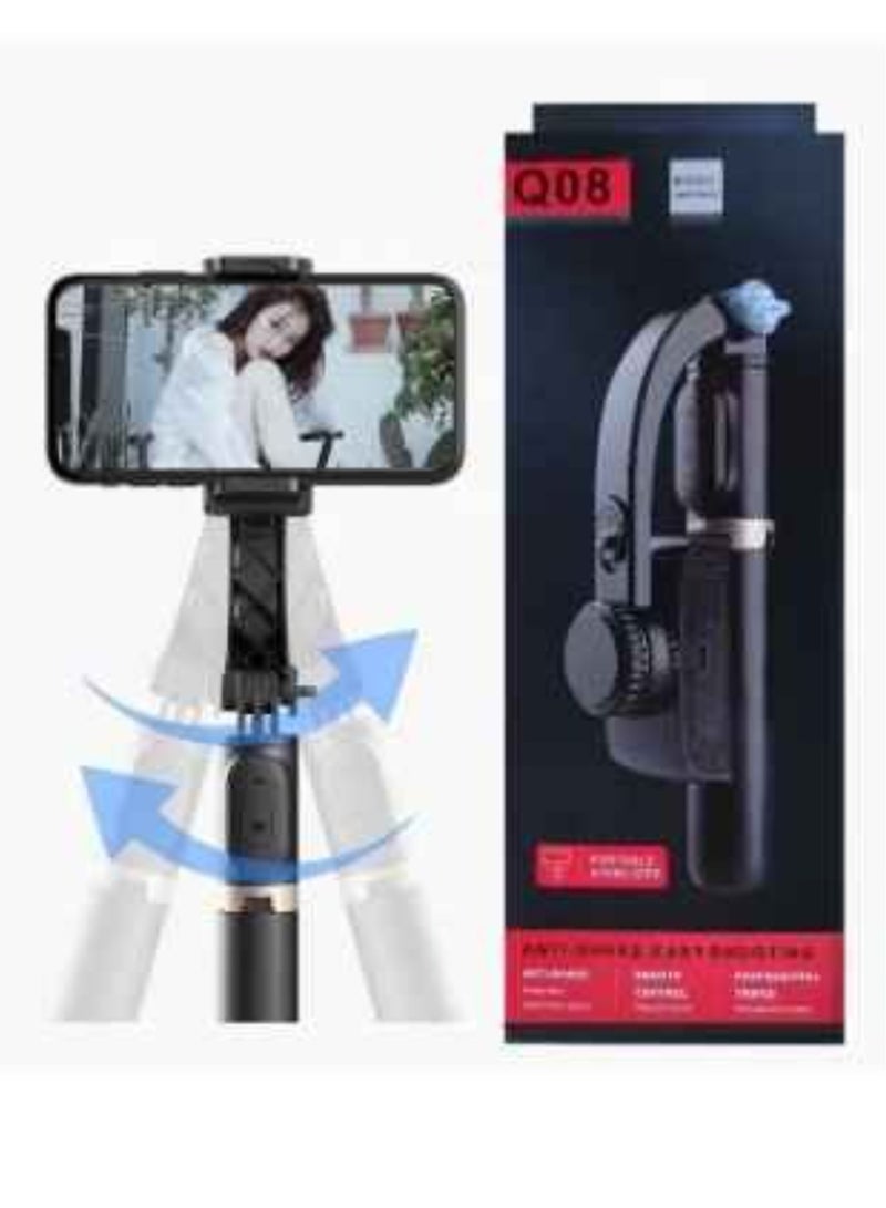 Q08 Bluetooth Handheld Gimbal Stabilizer Outdoor Bracket Wireless Stick Adjustable Selfie Holder for IOS & Android Phone Black