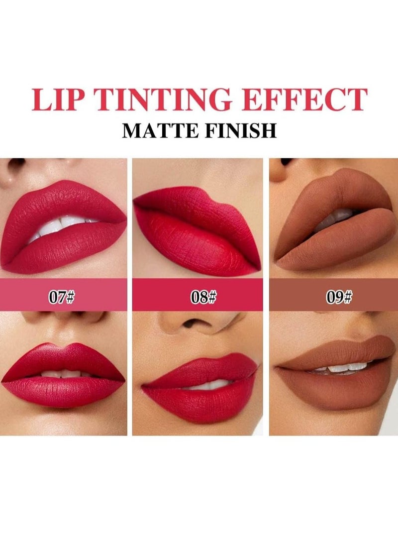 Matt Nude Lipstick Lipliner Set with Built-in Sharpener Matte Lipliner Pencil Collection, Waterproof Crayon Nourishing Buildable Velvet Lip Crayon Lip Liner Lip Pen Lip Makeup 3 Colors