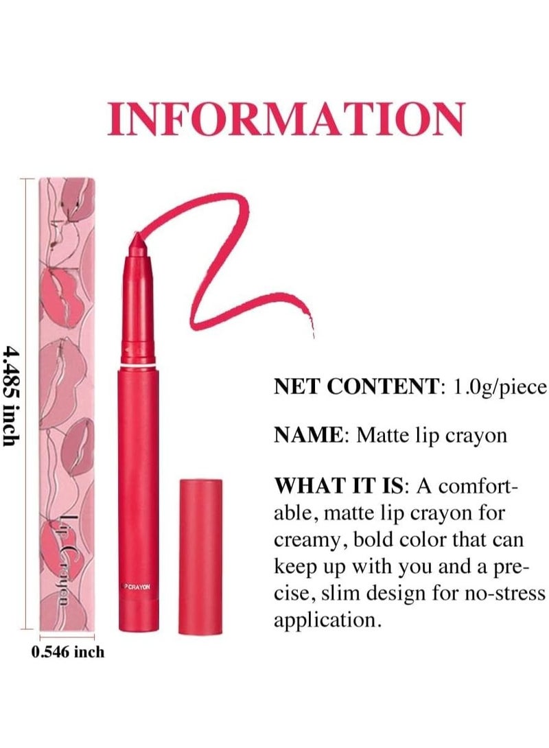 Matt Nude Lipstick Lipliner Set with Built-in Sharpener Matte Lipliner Pencil Collection, Waterproof Crayon Nourishing Buildable Velvet Lip Crayon Lip Liner Lip Pen Lip Makeup 3 Colors