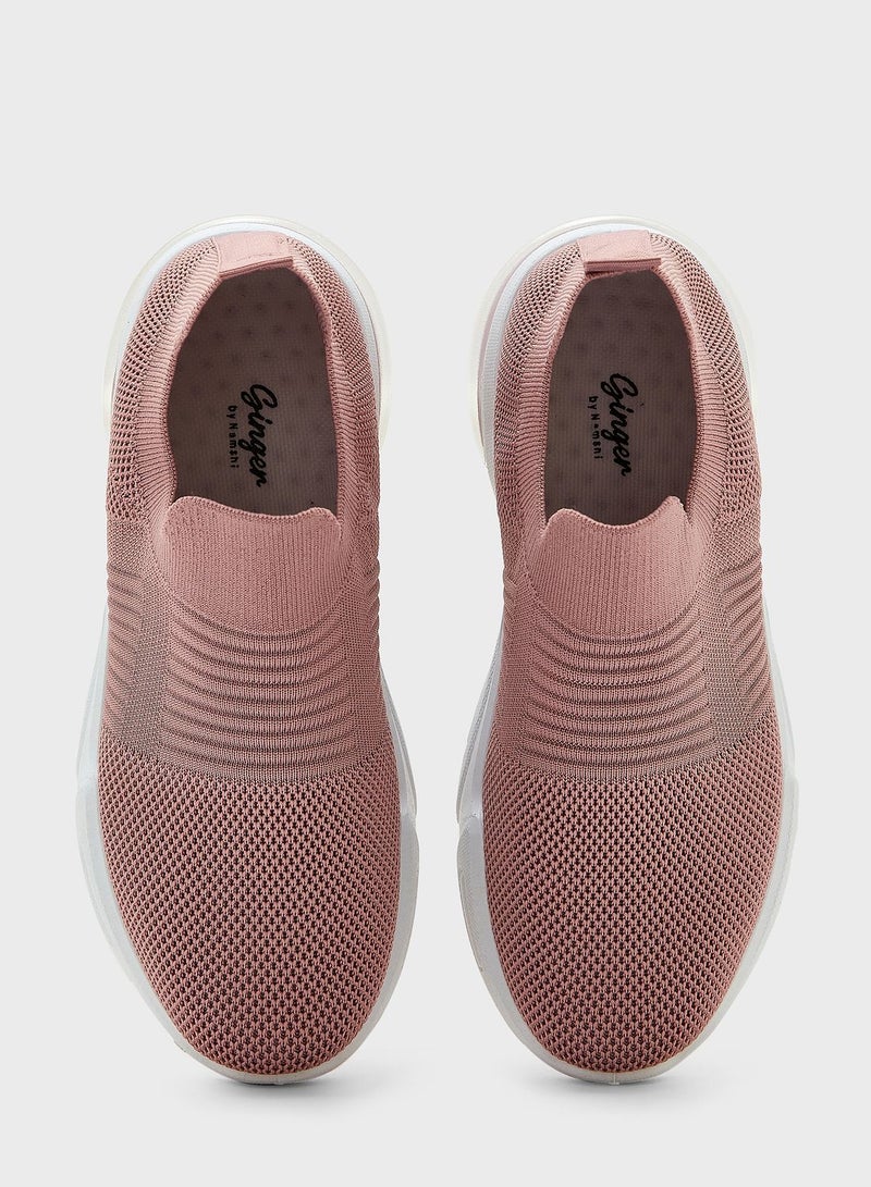 Tonal Striped Knit Slip On Comfort Shoe