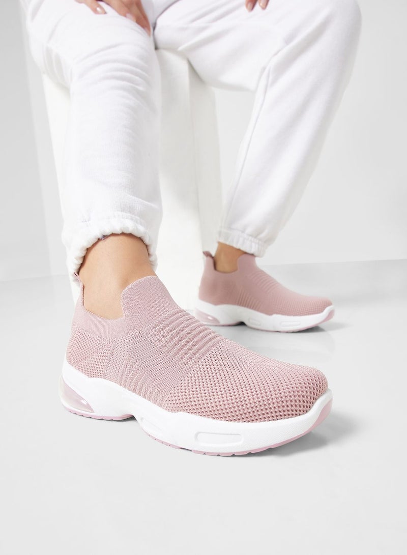 Tonal Striped Knit Slip On Comfort Shoe