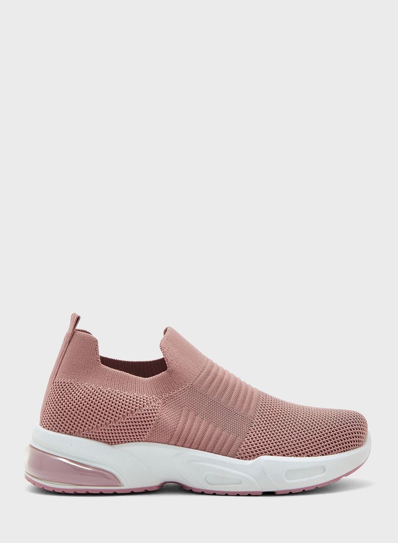 Tonal Striped Knit Slip On Comfort Shoe