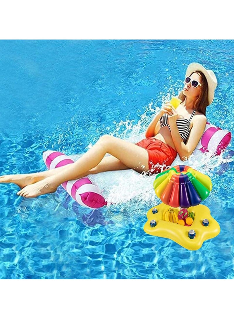 Inflatable Rainbow Cloud Drink Holder, Floating Beverage Salad Fruit Serving Bar Table Bar Pool Float Party, Pool Cooler Drink Float, Summer Beach Cup Bottle Holder Water Fun Decor