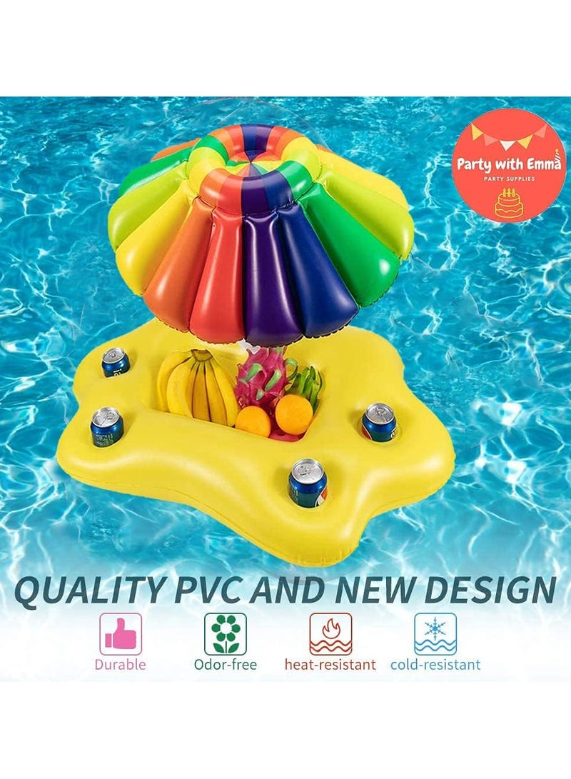 Inflatable Rainbow Cloud Drink Holder, Floating Beverage Salad Fruit Serving Bar Table Bar Pool Float Party, Pool Cooler Drink Float, Summer Beach Cup Bottle Holder Water Fun Decor