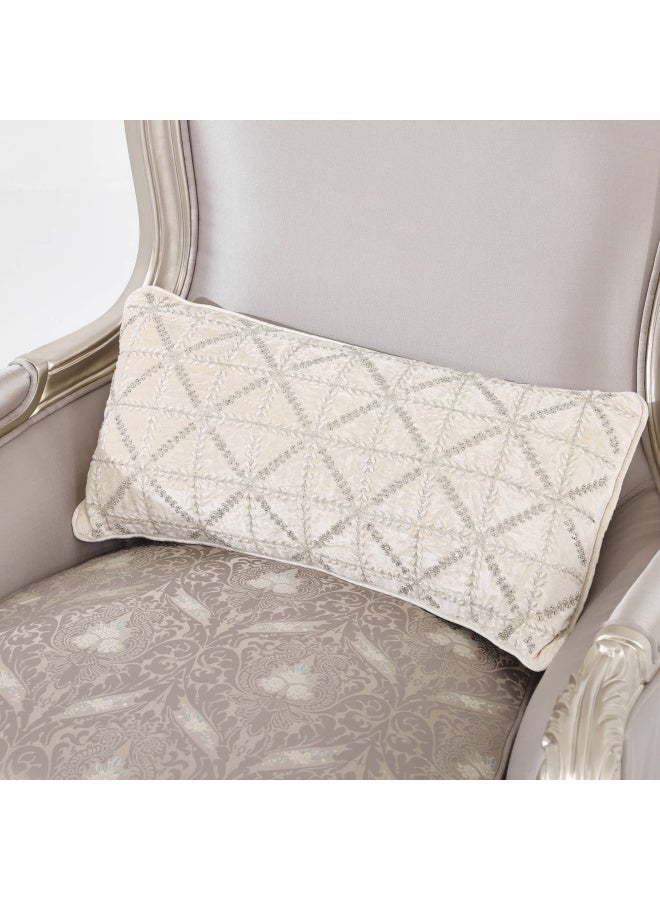 Basil Embellished Cushion, Ivory - 30X60Cm