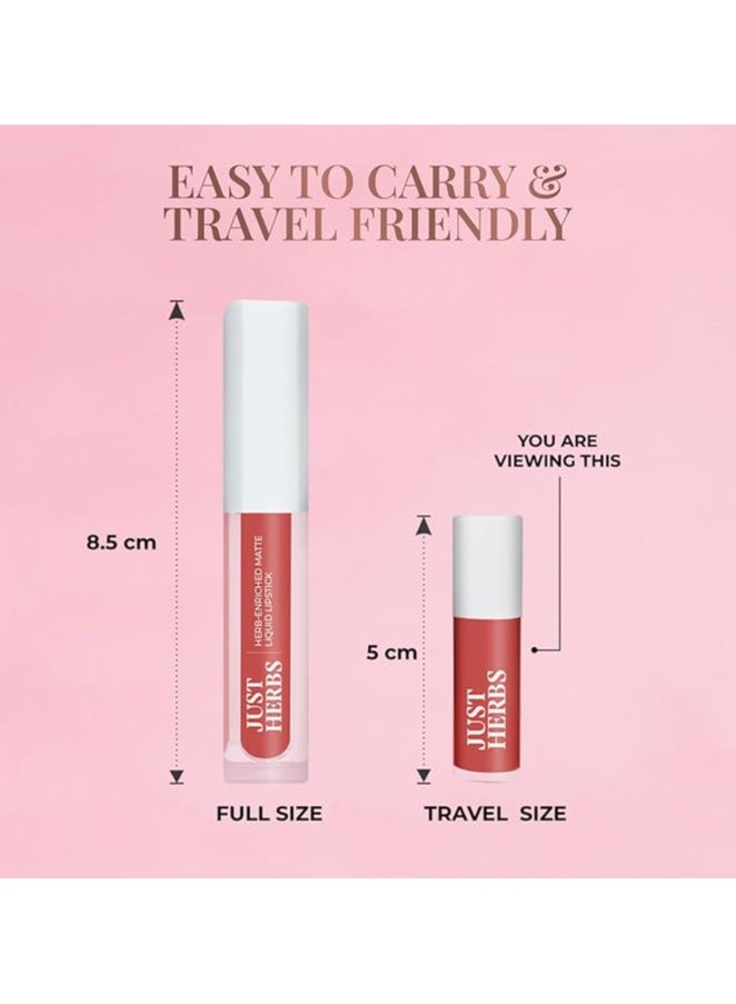 Just Herbs Ayurvedic Liquid Lipstick Matte Finish Kit Set of 5 with Long Lasting, Hydrating & Lightweight Lip Colour, Nudes & Browns - Paraben & Silicon Free - 5 ml