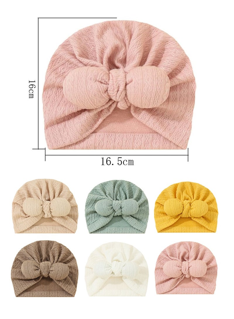 Baby Headband Newborn Soft Beanies Girls Boys Breathable Big Bow Turban Baby Stretch Hospital Hat Toddler Solid Color Headband Photography Props Accessories 6 Pieces
