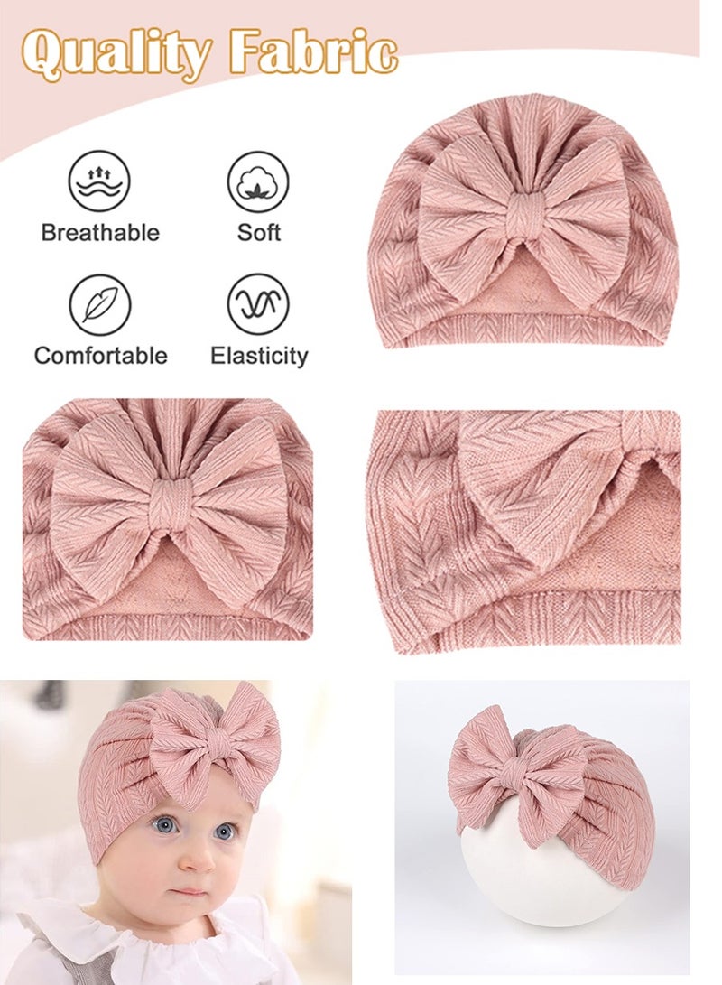 Baby Headband Newborn Soft Beanies Girls Boys Breathable Big Bow Turban Baby Stretch Hospital Hat Toddler Solid Color Headband Photography Props Accessories 6 Pieces