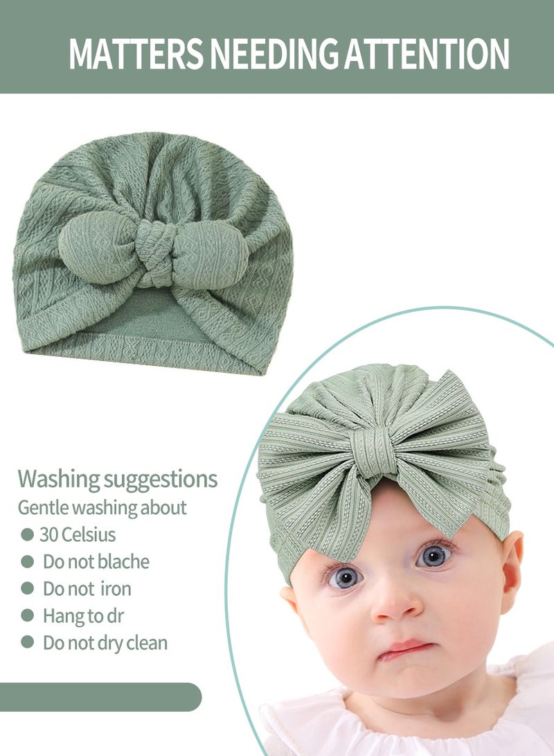 Baby Headband Newborn Soft Beanies Girls Boys Breathable Big Bow Turban Baby Stretch Hospital Hat Toddler Solid Color Headband Photography Props Accessories 6 Pieces