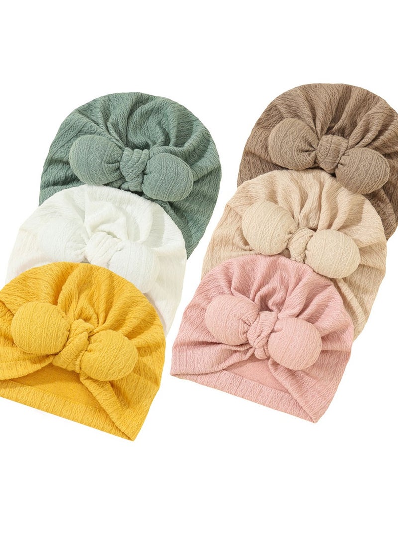 Baby Headband Newborn Soft Beanies Girls Boys Breathable Big Bow Turban Baby Stretch Hospital Hat Toddler Solid Color Headband Photography Props Accessories 6 Pieces