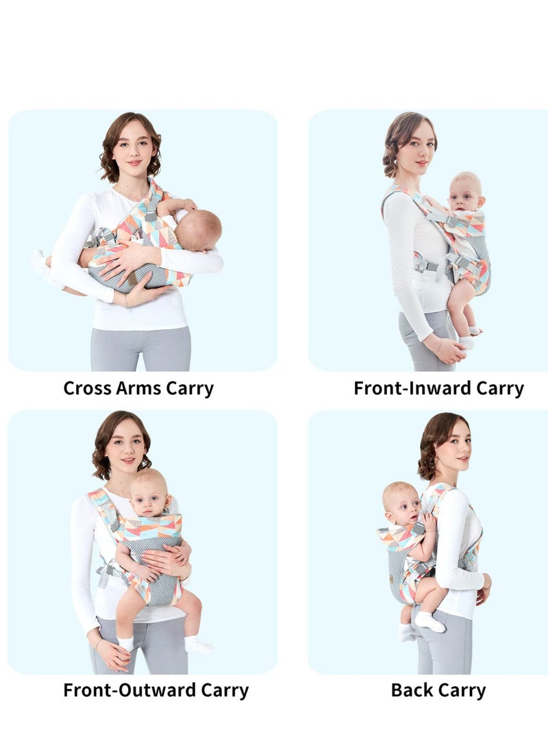 Newborn Baby Wrap Carrier, Adjustable Baby Carrier for Newborn to Toddler with Lumbar Support (7-45 Pounds) 3D Mesh Breathable Baby Holder Carrier for Toddler Infant