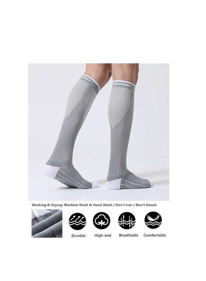 3 Pairs Compression Socks for Women and Men, Knee High Supports Running Socks, Compression Socks Women & Men Circulation - Best for Medical, Running, Athletic