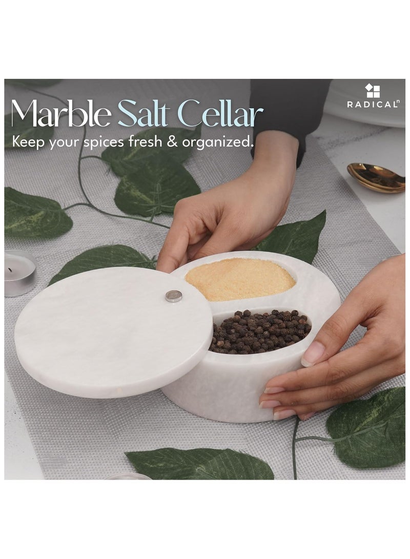 Radicaln Marble Salt Cellar With Lid White 5