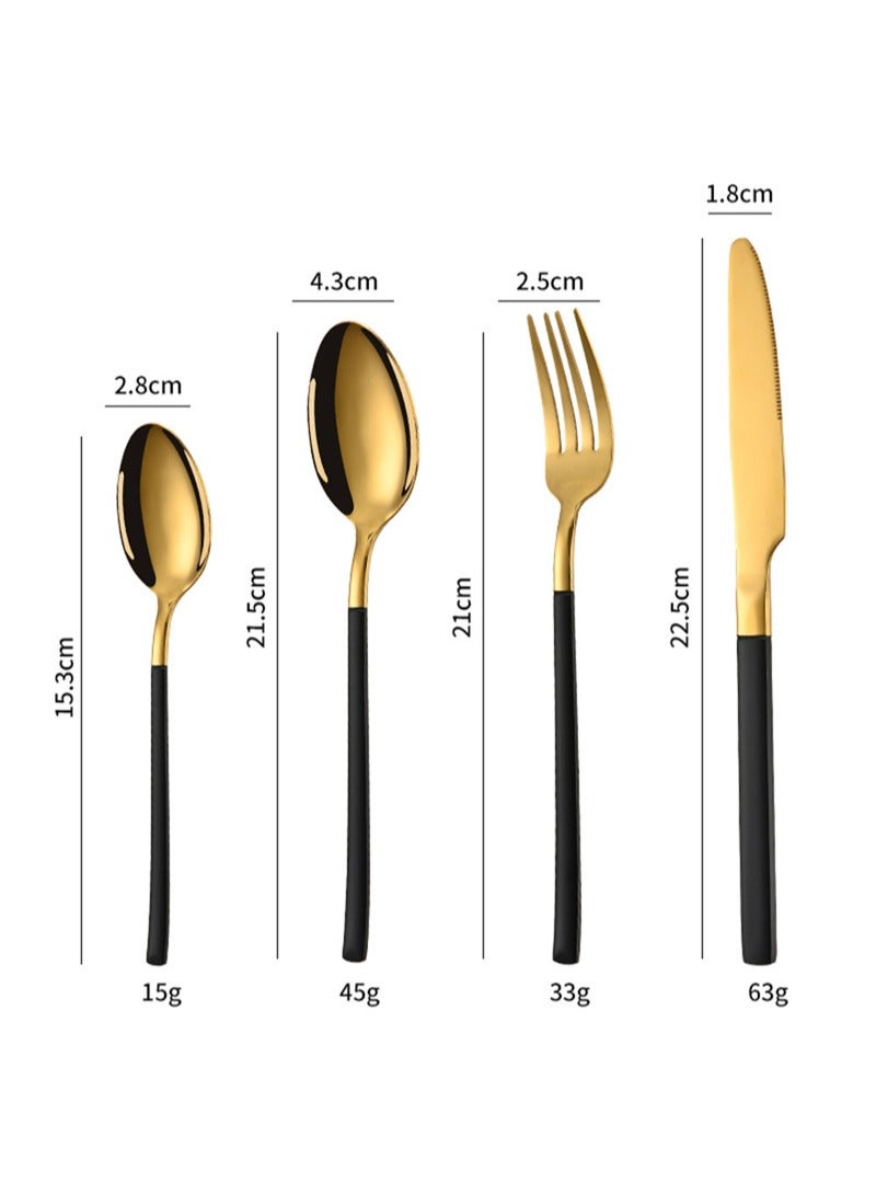 SUNHOME 24-Piece Stainless Steel Cutlery Set Gold/Black