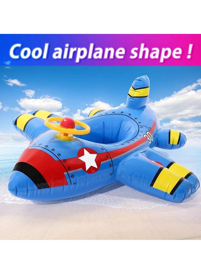Baby Swim Float,Inflatable Baby Swimming Float,Airplane Infant Pool Float,Airplane Shape Swimming Ring,Cartoon Design Swim Float,Children Inflatable Swimming Ring for 1-6 years old （Blue）