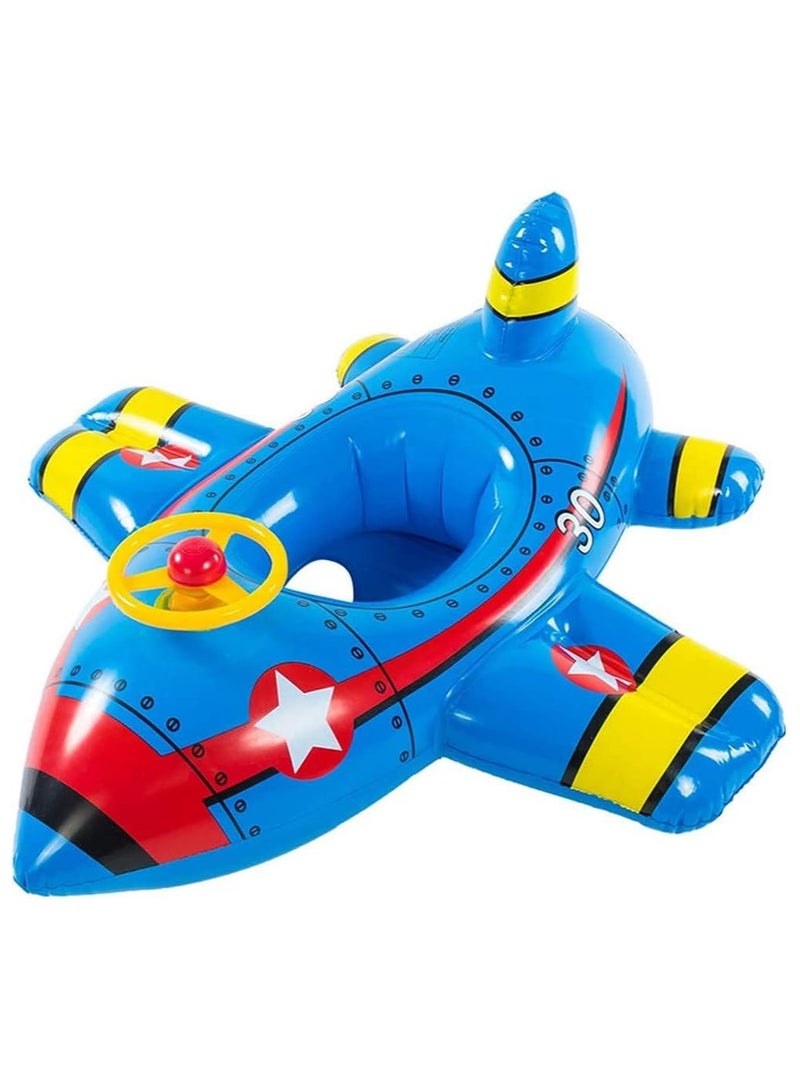 Baby Swim Float,Inflatable Baby Swimming Float,Airplane Infant Pool Float,Airplane Shape Swimming Ring,Cartoon Design Swim Float,Children Inflatable Swimming Ring for 1-6 years old （Blue）