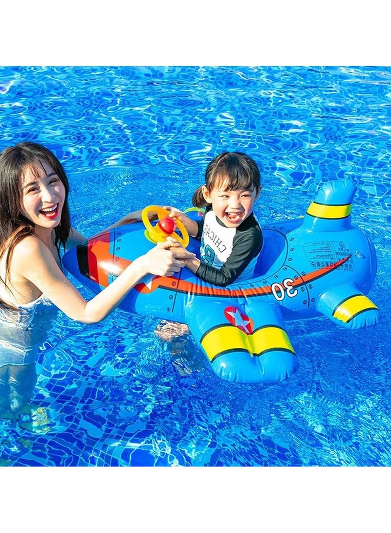 Baby Swim Float,Inflatable Baby Swimming Float,Airplane Infant Pool Float,Airplane Shape Swimming Ring,Cartoon Design Swim Float,Children Inflatable Swimming Ring for 1-6 years old （Blue）