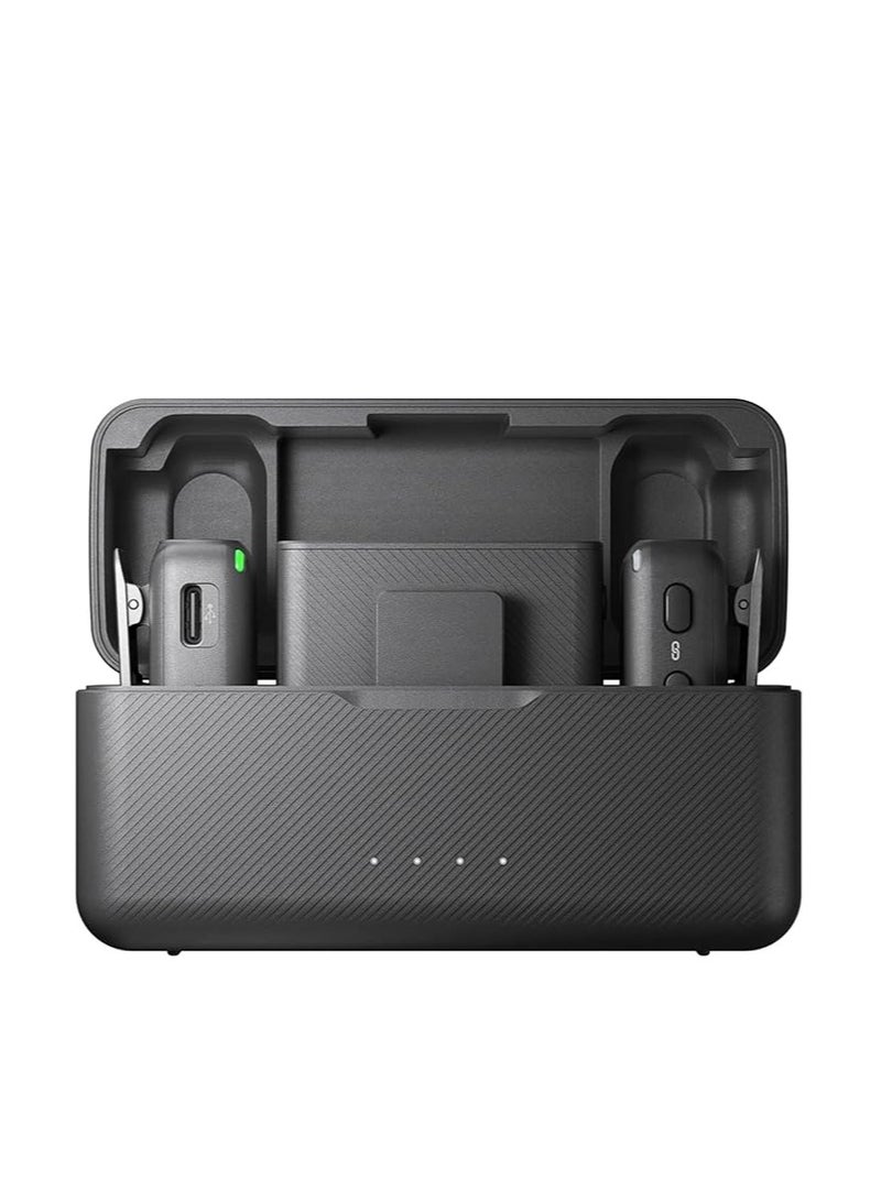 Mic (2 TX + 1 RX Charging Case), Wireless Lavalier Microphone, 250m (820 ft.) Range, 15-Hour Battery AST01 Black