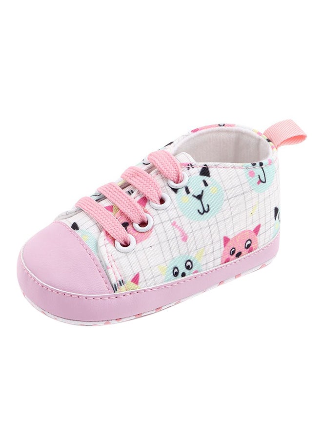 Kitty Printed Lace Up Shoes Pink