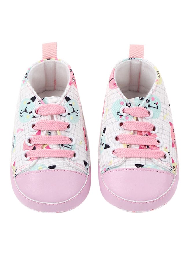 Kitty Printed Lace Up Shoes Pink